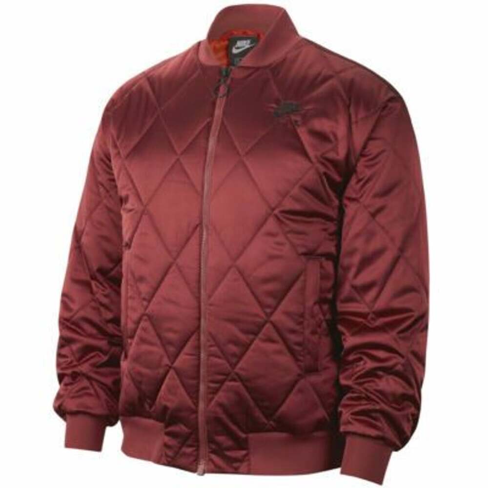 Nike Air Satin Quilted Bomber Jacket Sz XS Cedar Red BV2877-661 Brand New $160